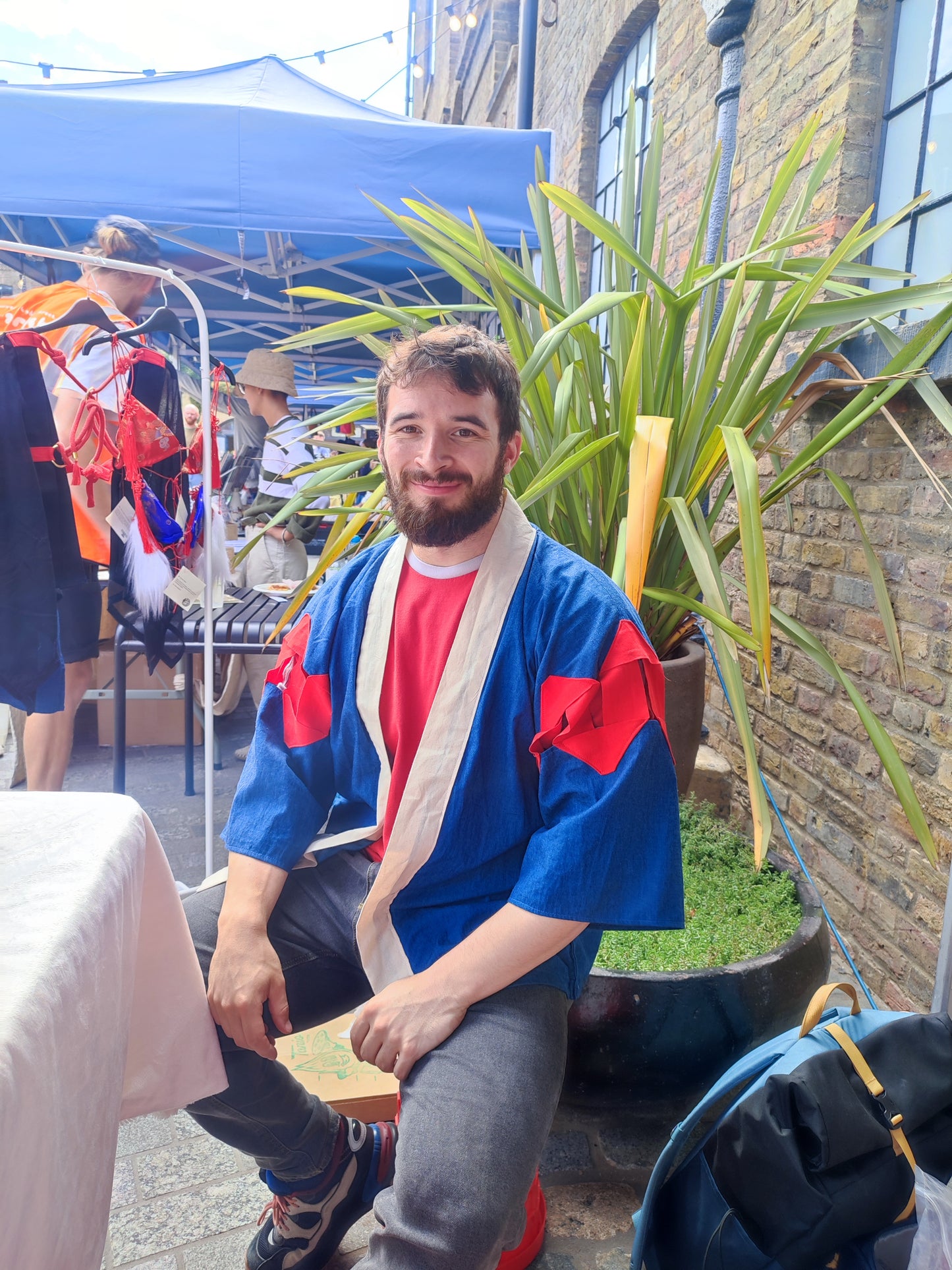 Alternative Beach Kimono • Denim Kimono with Boxing Wraps • Unisex Genderless • Otosan • LOH