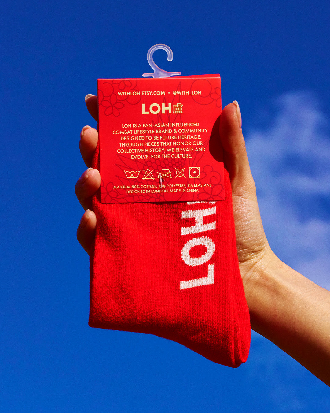 Lucky Red Dragon Cotton Blend Socks • embroidery • Asian inspired • LOH