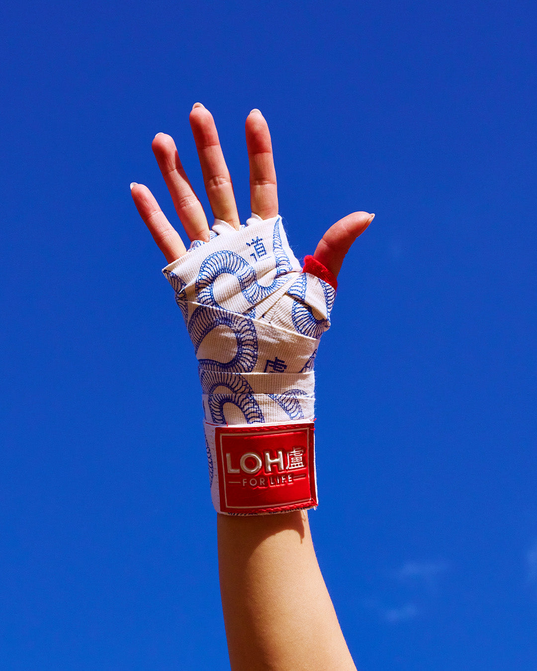 Asian Style Cotton Boxing Hand Wraps for Muay Thai & Kickboxing • Snake print in White Ivory • PRE-ORDER • LOH