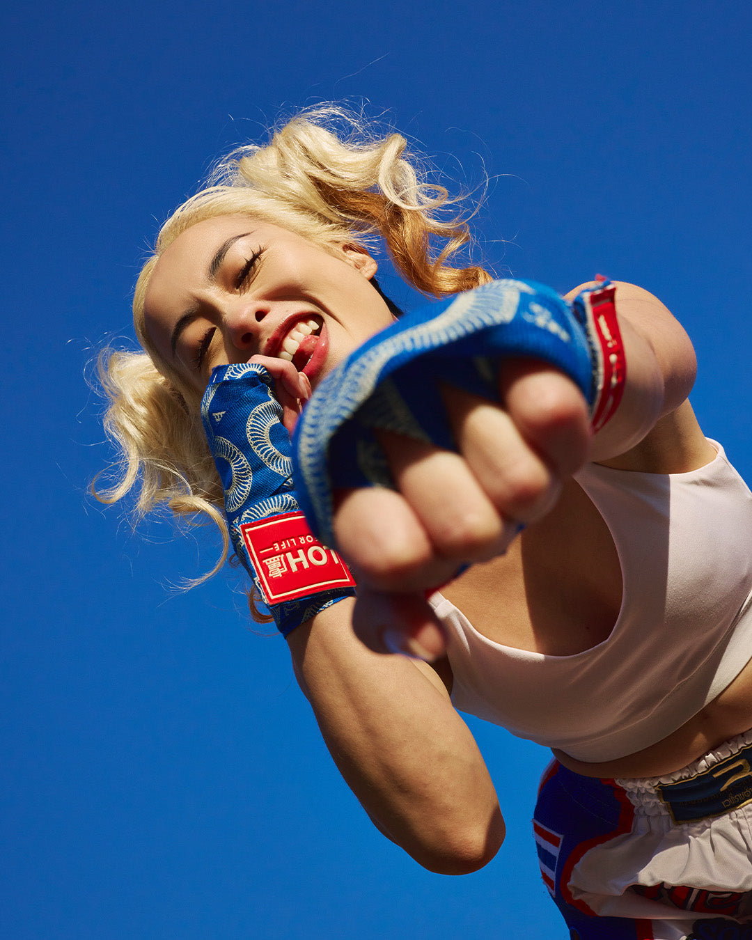 Cotton Boxing Hand Wraps for Muay Thai & Kickboxing • Snake print in Cobalt Blue • PRE-ORDER