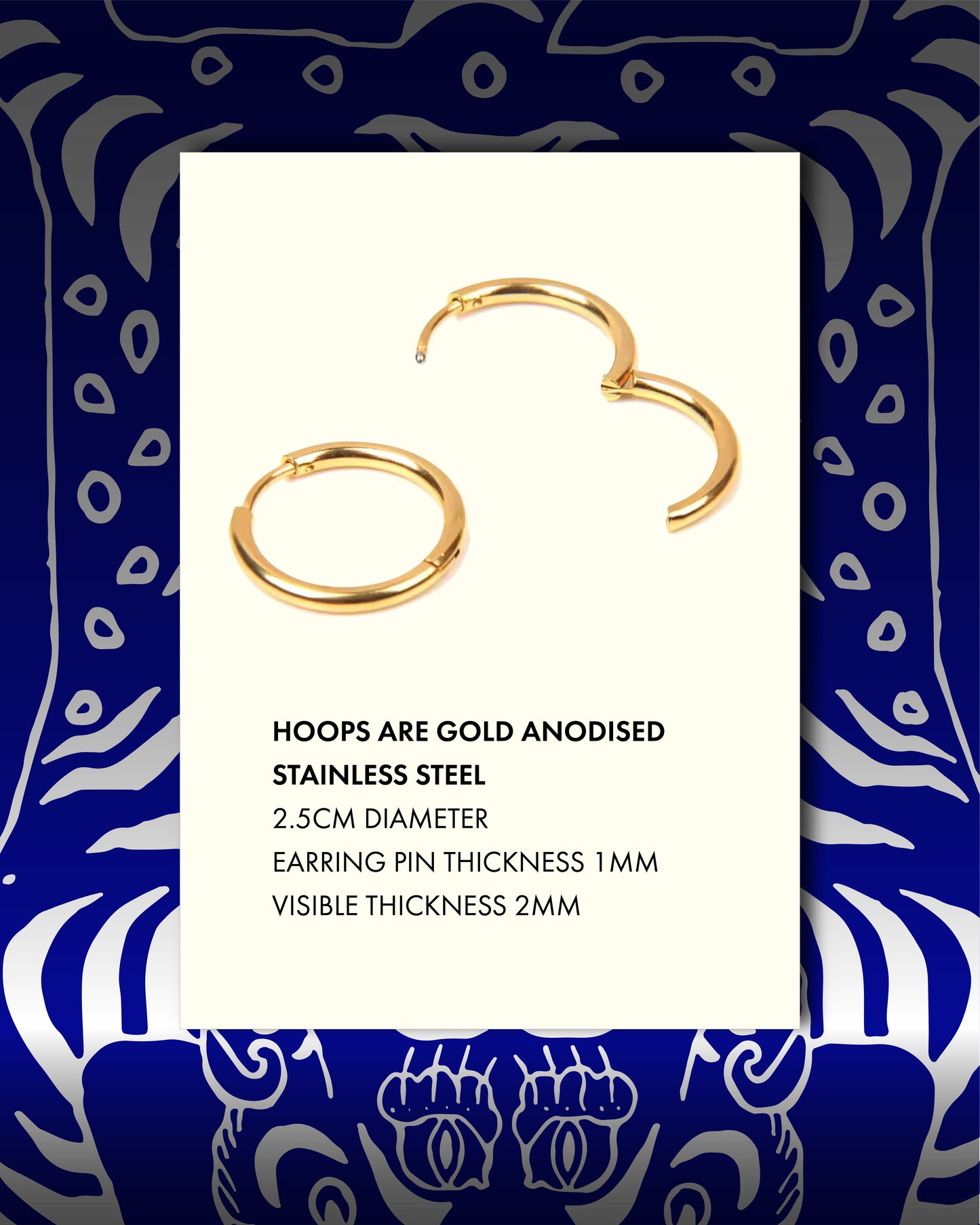 Blue Tibetan Tiger Gold Hoop Earrings • Kpop Demon Hunters Derpy Tiger
