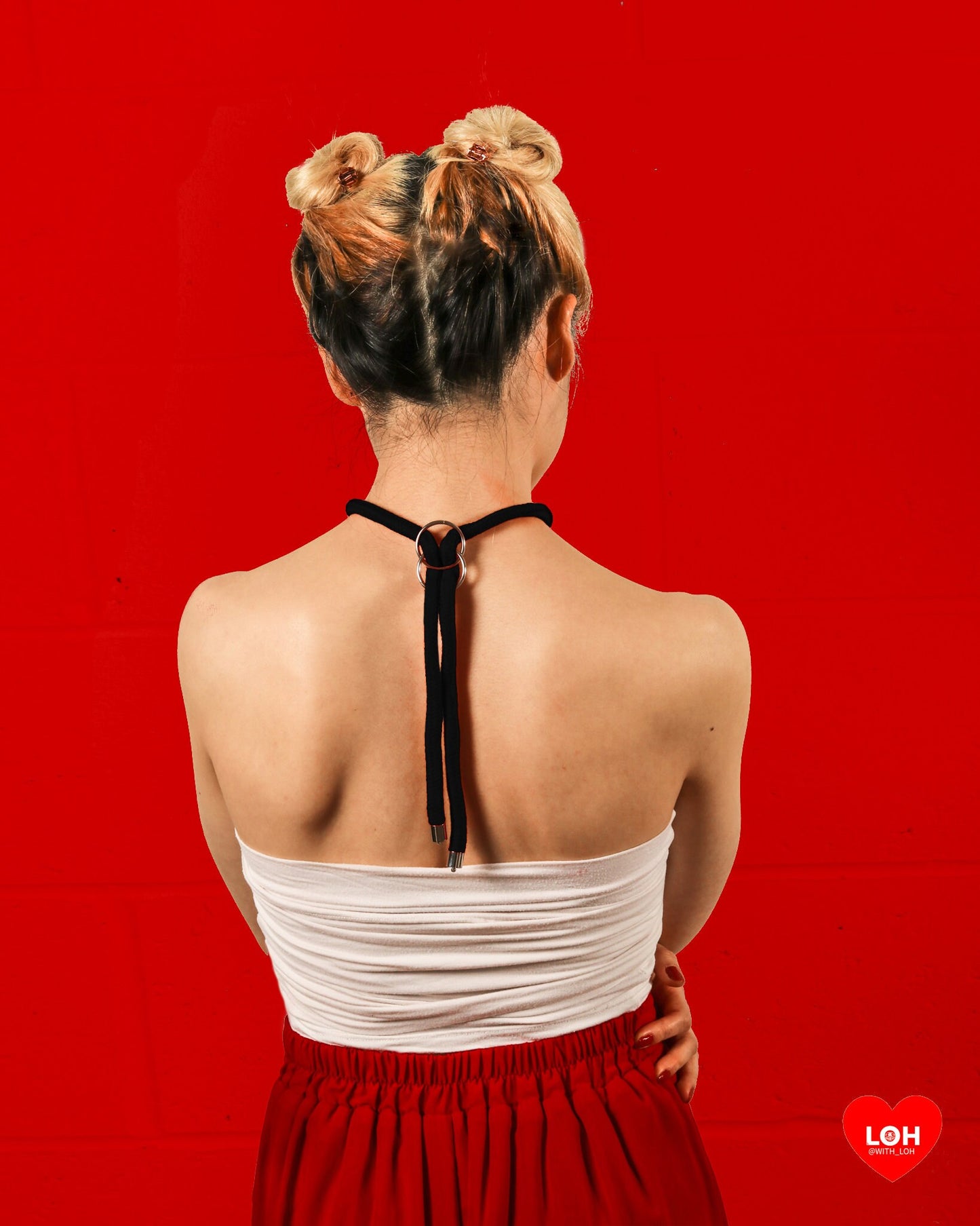 Shibari Rope Bondage Choker • Multiway Necklace • GOLD & SILVER • red or black •Japanese Samurai Knot Choker in Red • With Velvet Bag • LOH