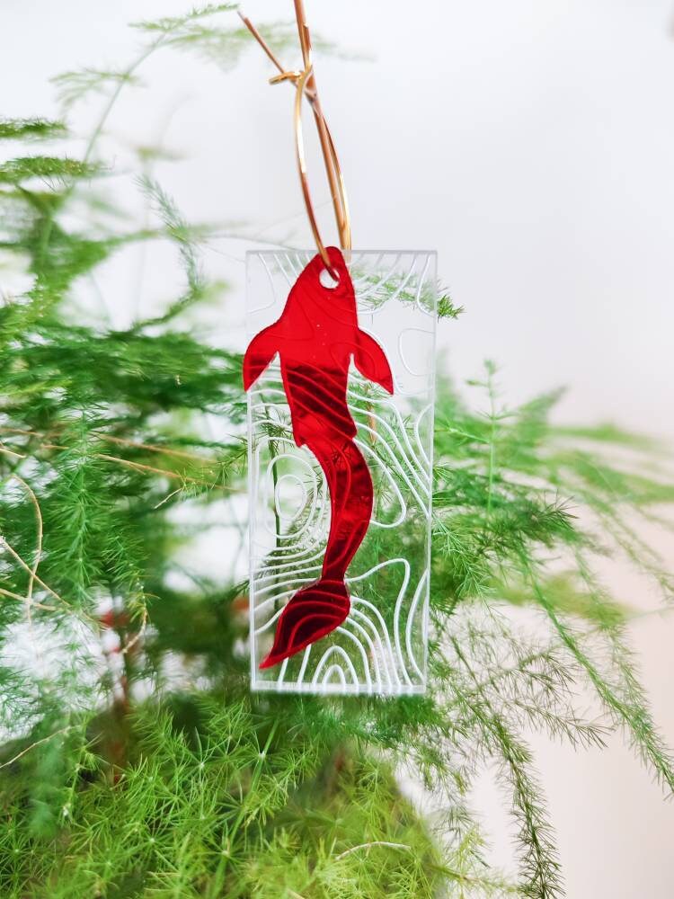 Asian Koi Fish Earrings • Mirror Red Gold Clear • Lucite Acrylic • Interchangeable Customisable • Asian Minimal Graphic Style