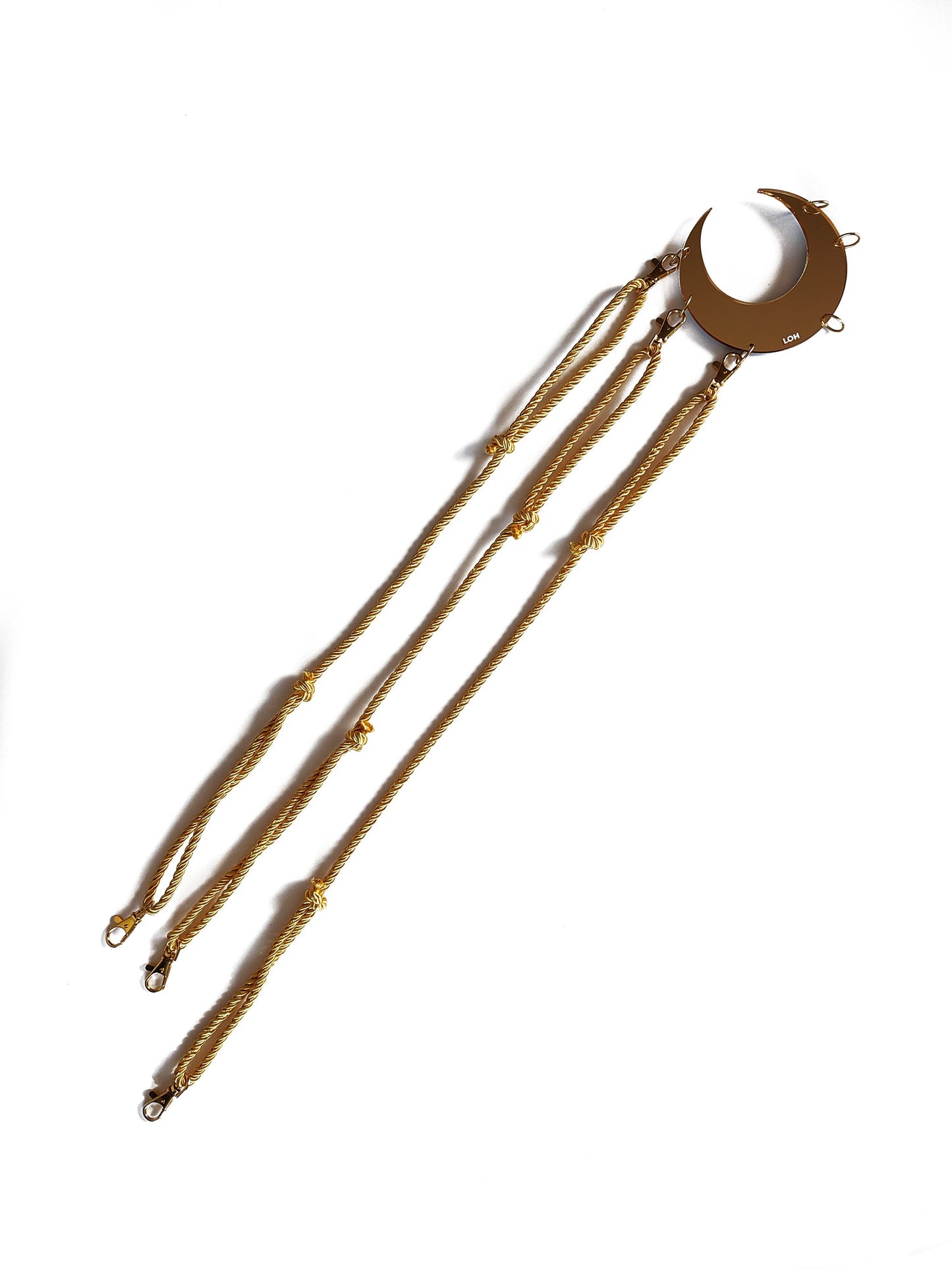LUNA • Shibari Rope Harness & Belt in Gold Satin Rope Mirror Metallic • Crescent Moon • LOH