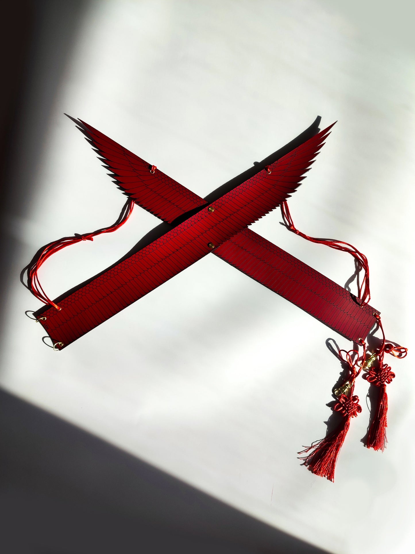 WING HARNESS • Fashion Harness Armour Genuine Leather Ornate Fetishwear • Samurai Inspired • Red Black • LOH