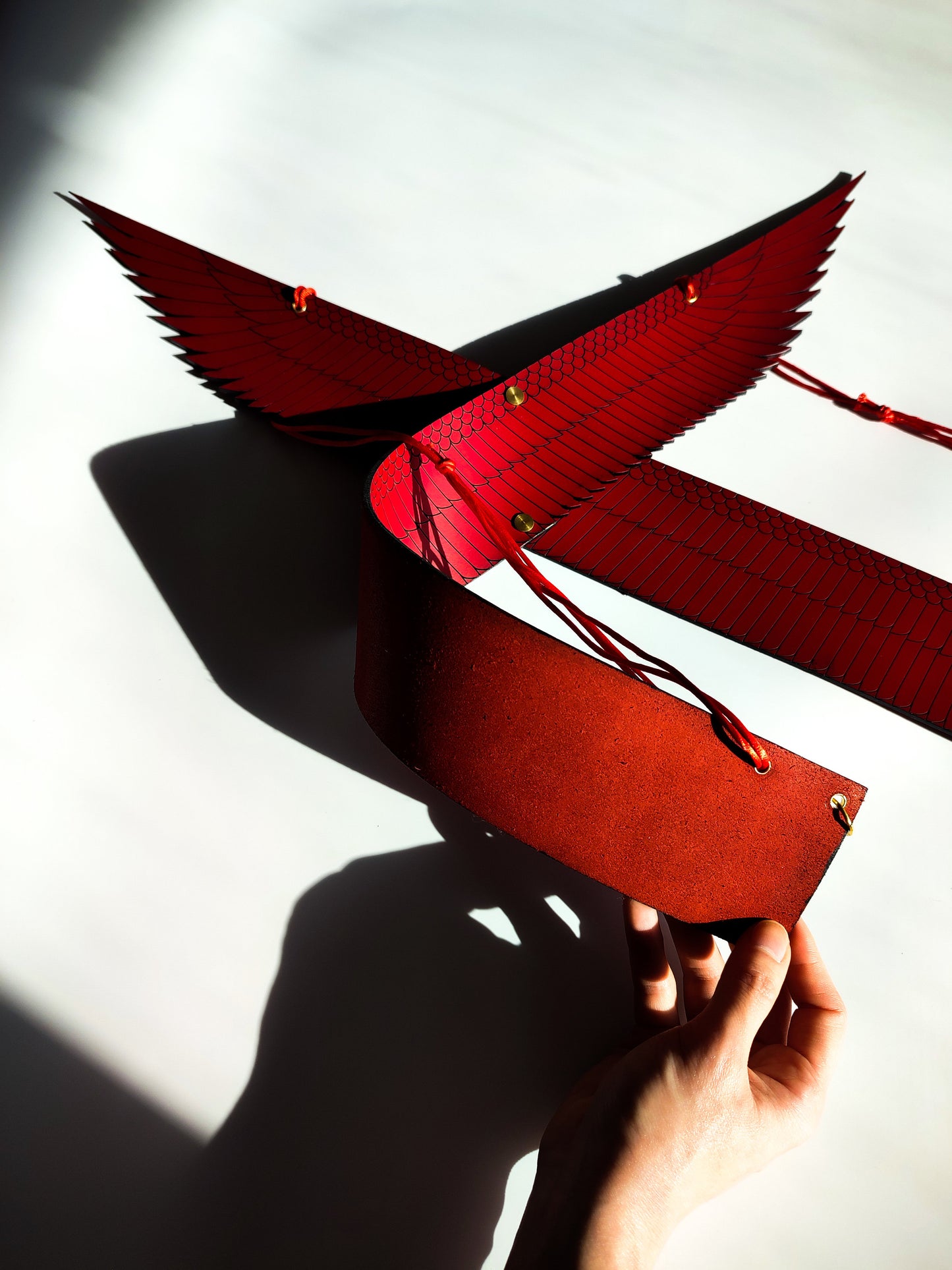 WING HARNESS • Fashion Harness Armour Genuine Leather Ornate Fetishwear • Samurai Inspired • Red Black • LOH