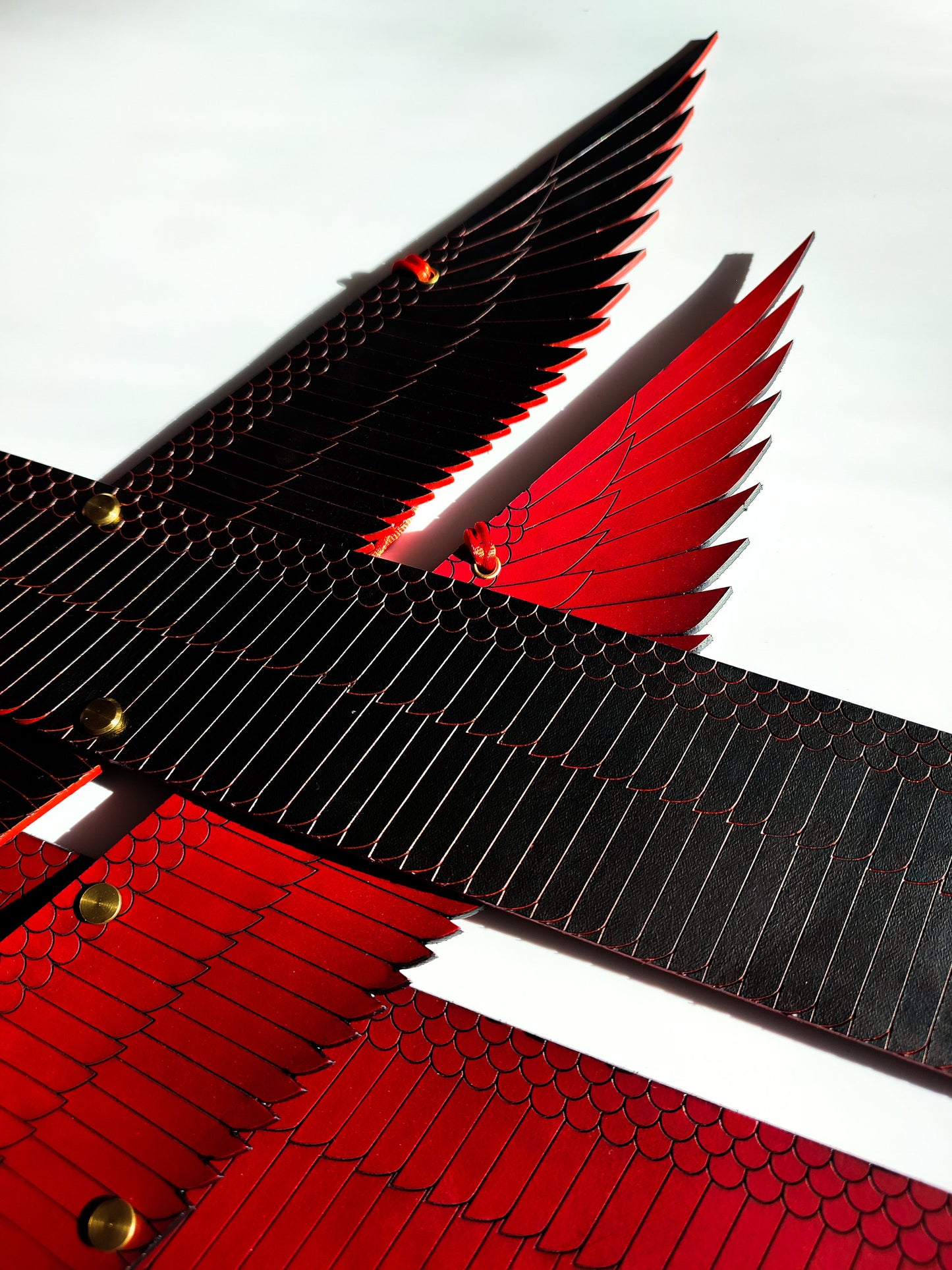 WING HARNESS • Fashion Harness Armour Genuine Leather Ornate Fetishwear • Samurai Inspired • Red Black • LOH