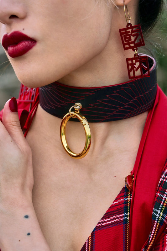 Kanpai Cheers Earrings 乾杯 • Clear Red Gold Silver Hoops