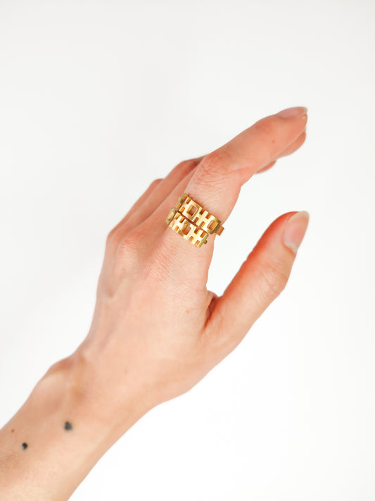 Double Happiness 囍 Stainless Steel 18k gold plated ring