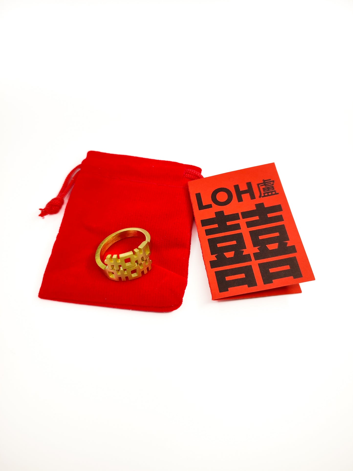 Double Happiness 囍 Stainless Steel 18k gold plated ring