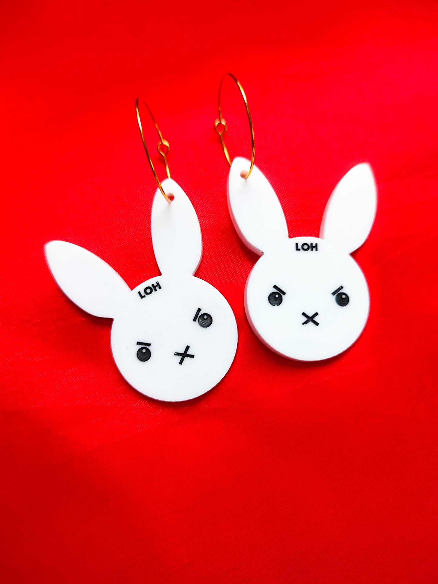 BAD BUNNY Hoop Earrings • White Rabbit Earrings