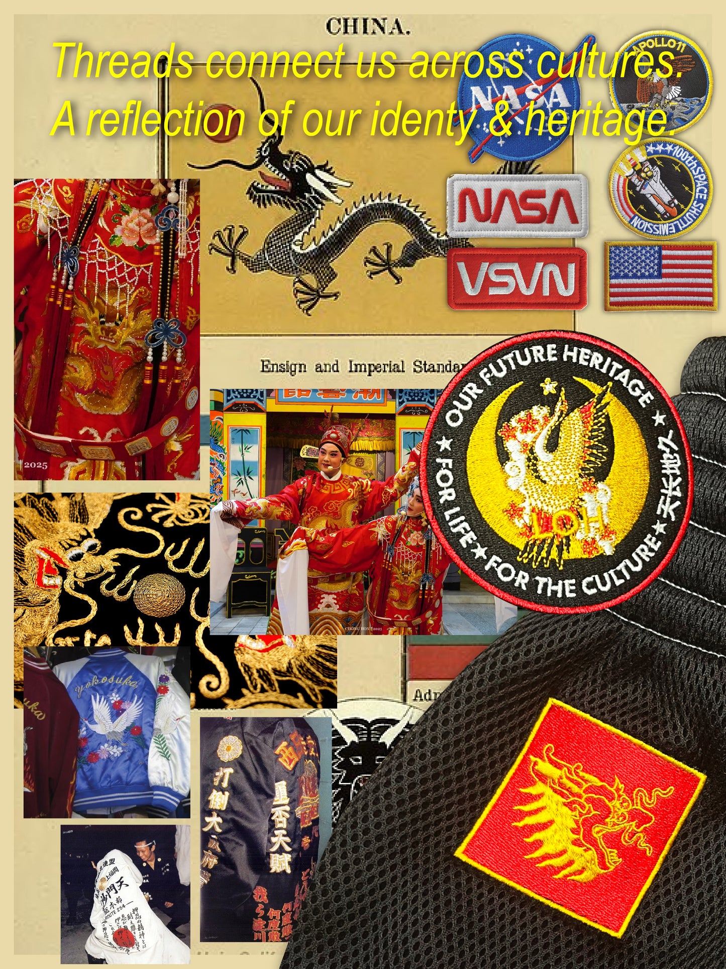 Muay Thai Shorts Crane Bird with Dragon Design PRE-ORDER