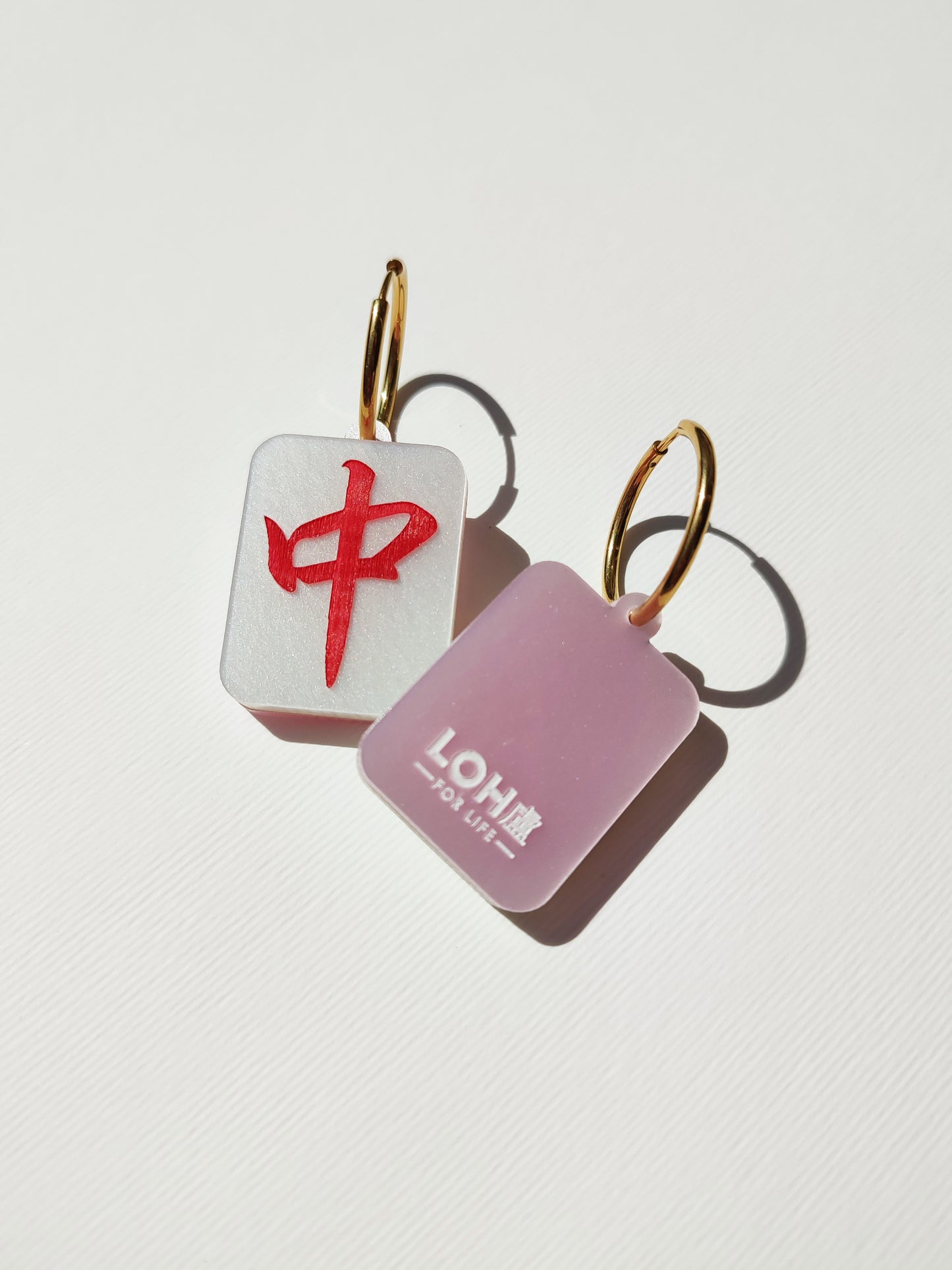 Mahjong Earrings • Jade Green & Pearlite Pink