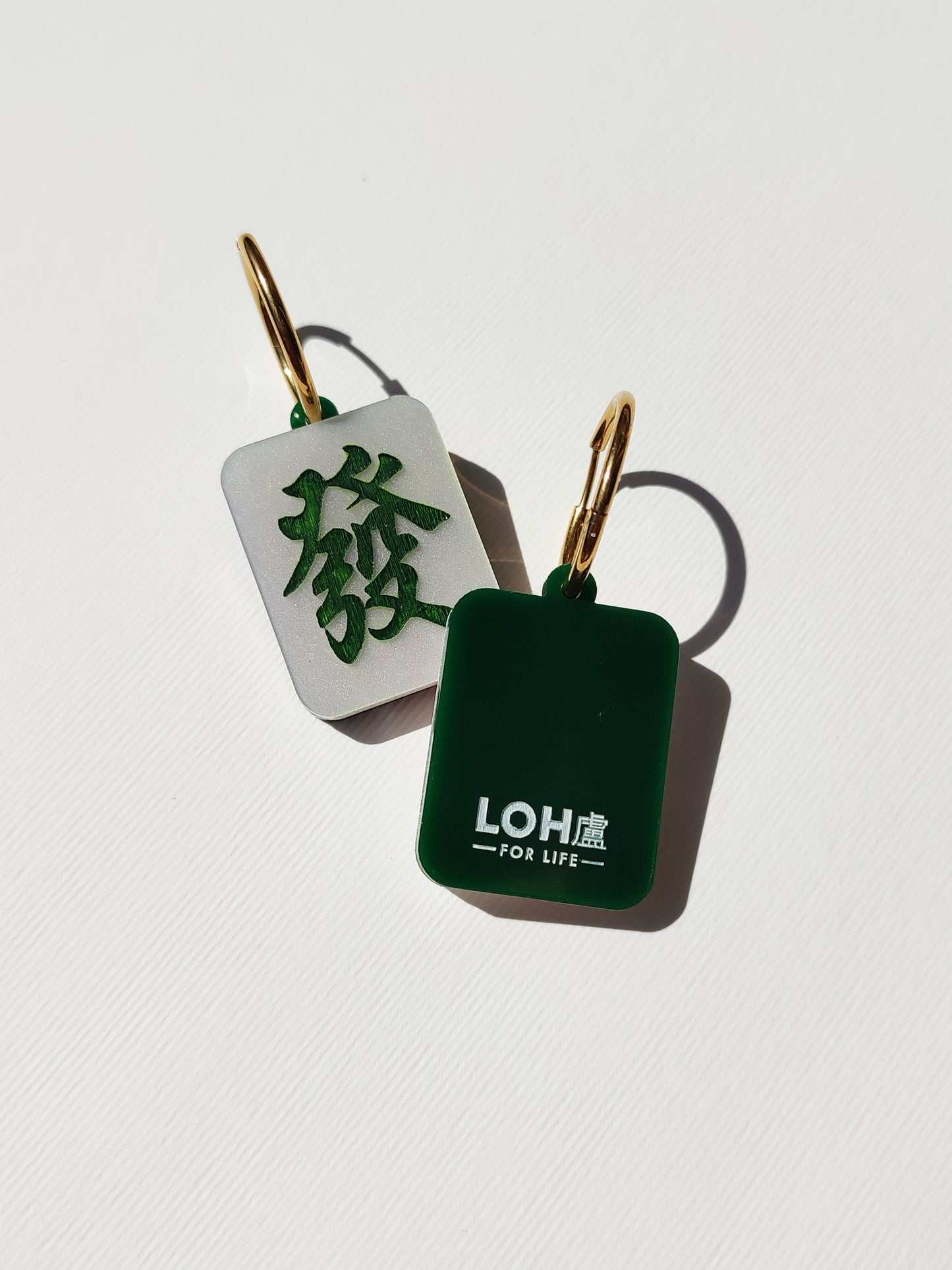 Mahjong Earrings • Jade Green & Pearlite Pink