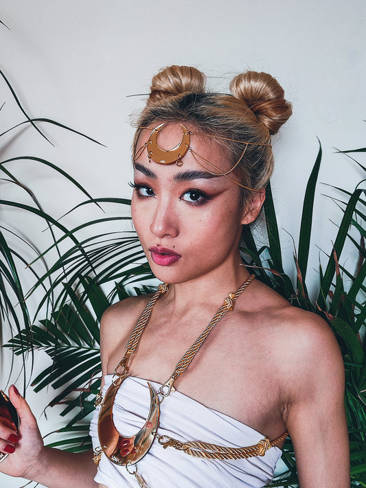 LUNA • Crescent Moon Head Piece Circlet • Festival Wear • Witch Accessory