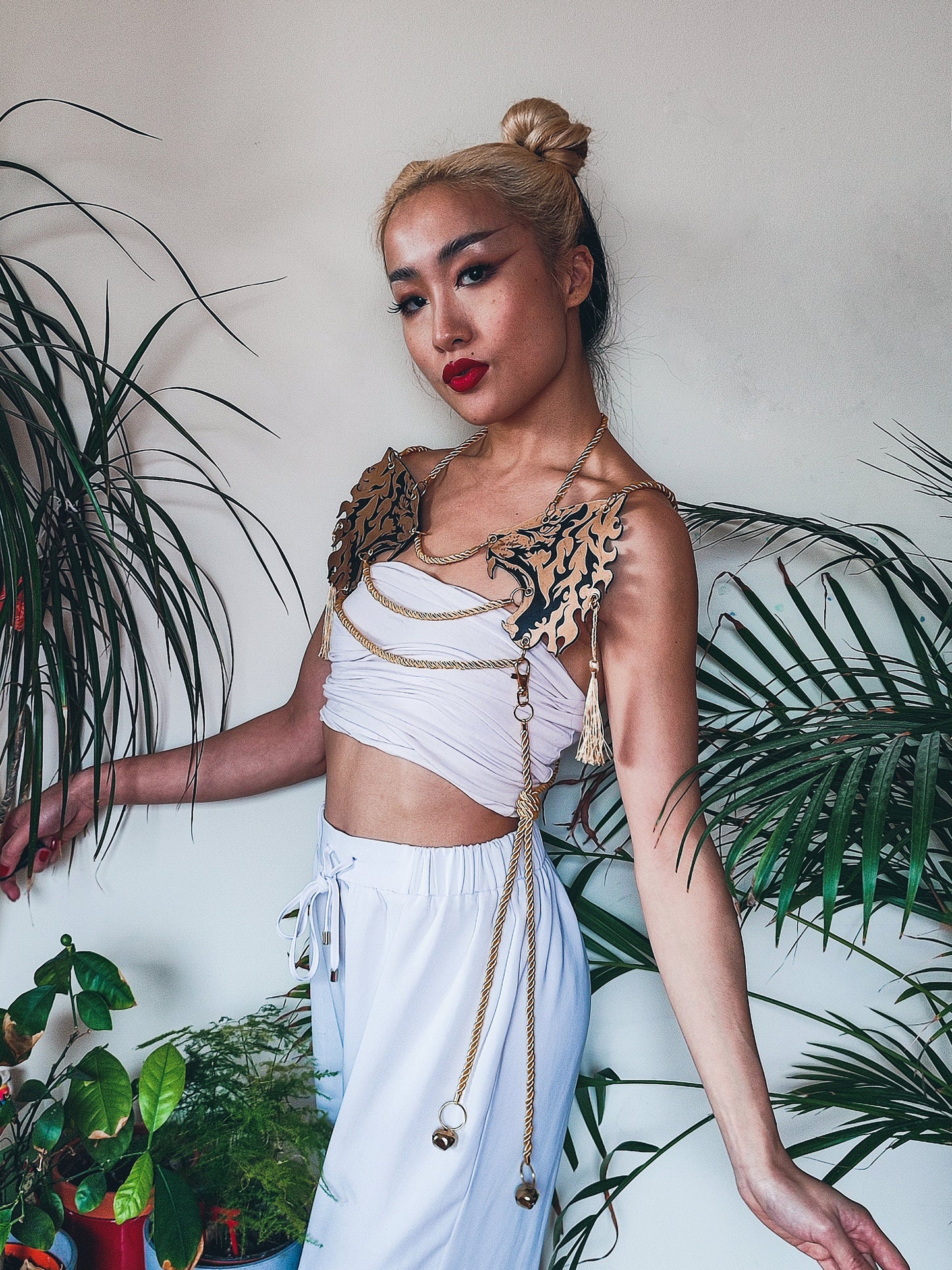 Tiger Harness • Genuine Leather gold black • Regal Military Inspired • Festival Halloween Fetishwear • LOH