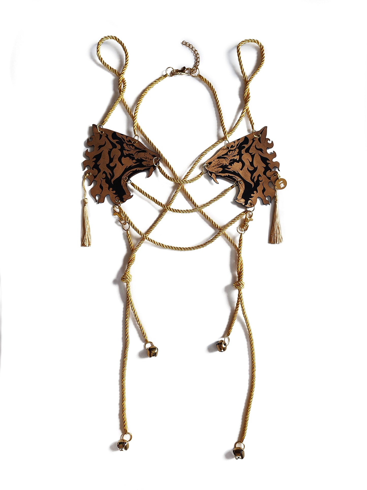 Tiger Harness • Genuine Leather gold black • Regal Military Inspired • Festival Halloween Fetishwear • LOH