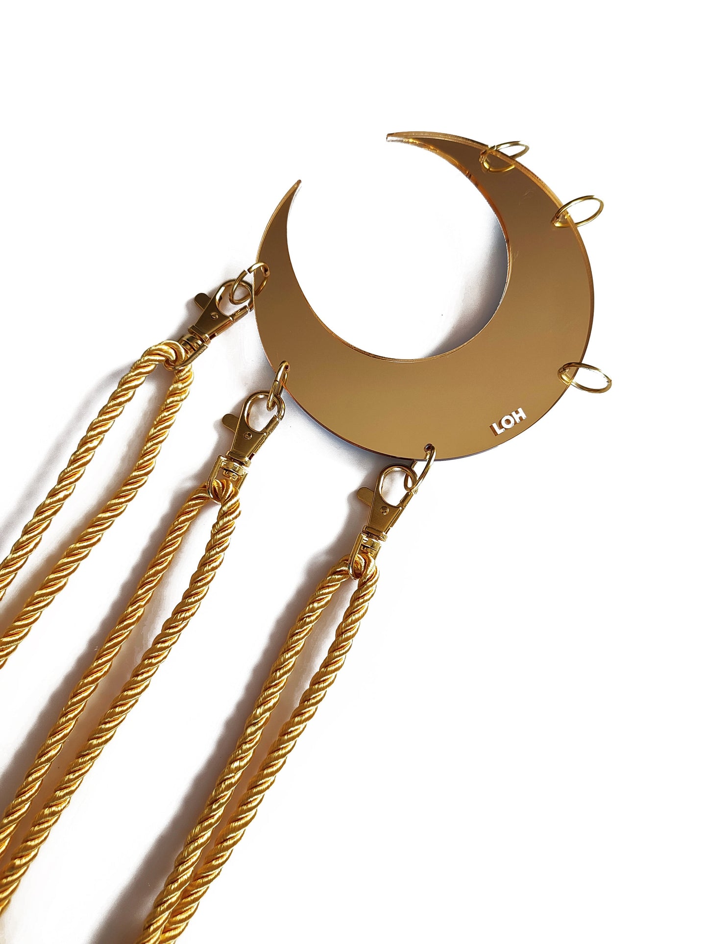 LUNA • Shibari Rope Harness & Belt in Gold Satin Rope Mirror Metallic • Crescent Moon • LOH
